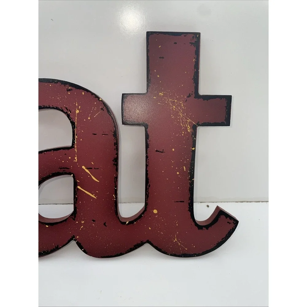 Red Eat Wood Wall Decor Hanging Sign Chic MDF Wood Kitchen Decoration Bar Gifts
